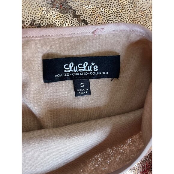 Lulus Sparkle Core Rose Gold Sequin Dazzle Maxi Skirt Formal Flare Lined Size S - Picture 7 of 14